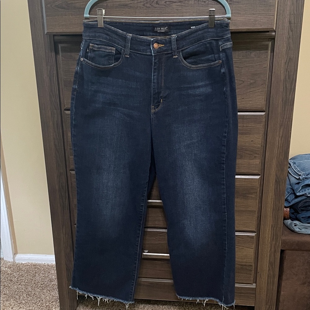 Women's Judy Blue Dark Blue Wide Leg Cropped Jeans